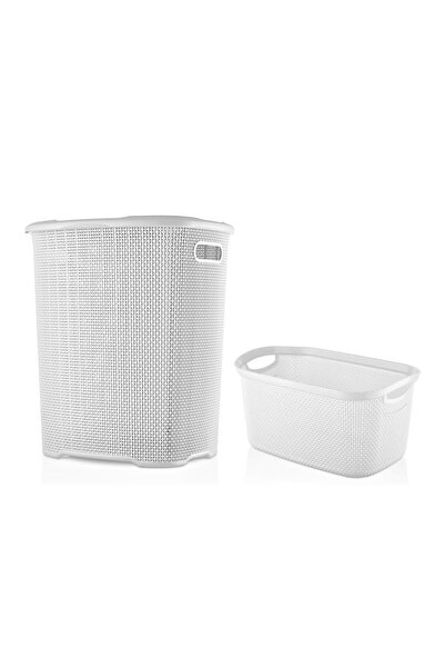 ASlife Home 2'li Çamaşır Sepeti Seti Beyaz