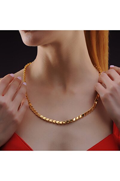 barisiva gold Pullu Zincir Işıltısı Kolye