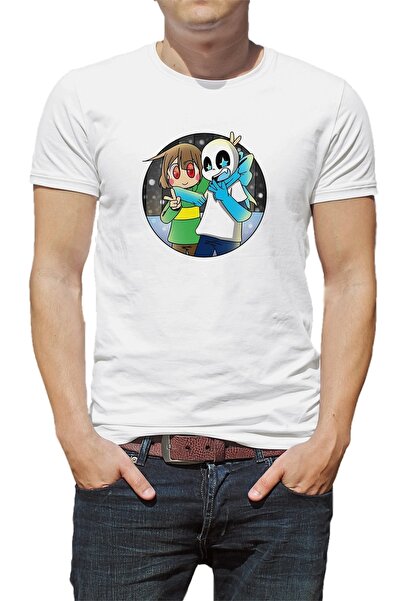 QIVI Undertale Skull Sans Os Štampano bela muška Pleteno majica