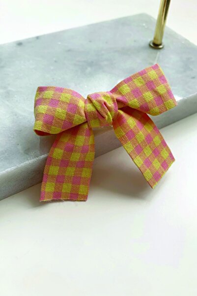 ToffyStore Orange Plaid Patterned Bow Buckle - Medium Size
