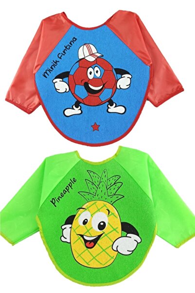 ÖZLEM BEBE Unisex Red Trabzon Little Storm Pineapple Pattern Baby Food Bib 6-...