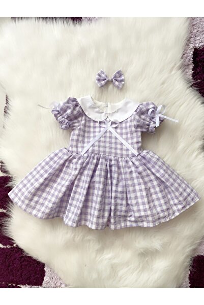 İlknur Karaca Design Rochie de vară pentru fetiță în carouri liliac
