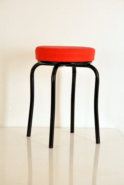 yılmaz masacılık Red Black Profile Stool Metal Stool Thick Stool Kitchen Stool
