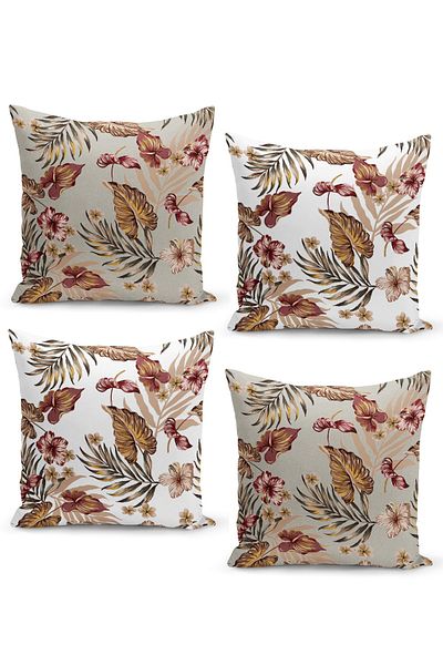 Filamente Set de 4 huse de pernă cu flori etnice design vintage