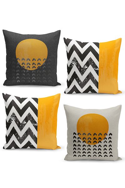 Filamente Set of 4 Throw Pillow Cases with Bohemian Style and Scandinavian Pattern