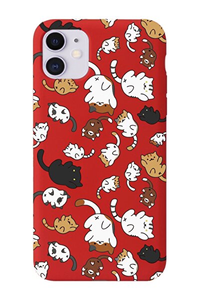 shoptocase Iphone 11 Lansman Kedicikler Desenli Telefon Kılıfı