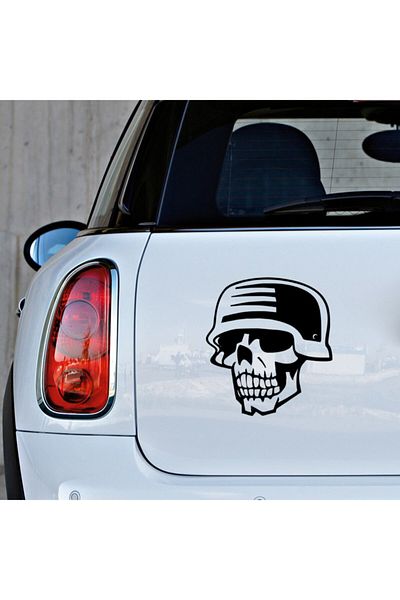 MIGNATIS Autocolant Auto Modificat Cască Craniu 25cm - Negru