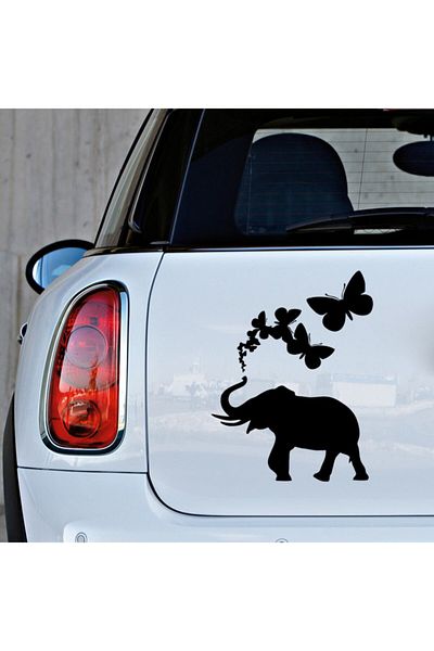 MIGNATIS Lipire autocolant cu fluturi mici până la mari și elefant 25 cm - negru