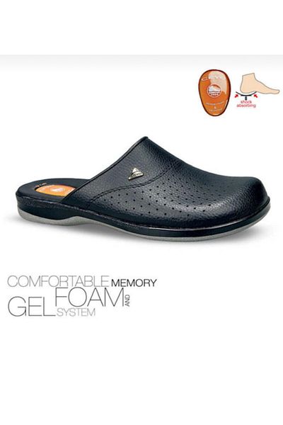 Ceyo Unisex Μαύρο Χρώμα Τζελ Σόλα για Δαγκάνα της Φτέρνας Memory Foam Ορθοπεδικά Σαμπό Παντόφλες 9846 Flex-1