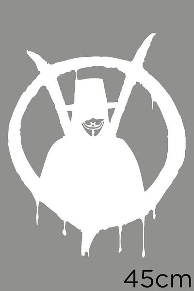 MIGNATIS Autocolant V For Vendetta 45cm - Alb