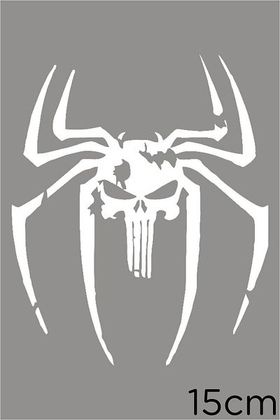 MIGNATIS Autocolant cu craniu Spider And Punisher 15cm - Alb