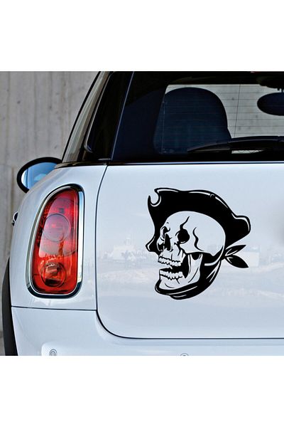 MIGNATIS Autocolant Auto Auto Modificat Craniu Pirat Cu Pălărie 35cm - Negru