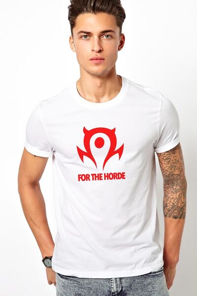 QIVI Of Warcraft For The Horde World Štampano Bela muška Pleteno majica