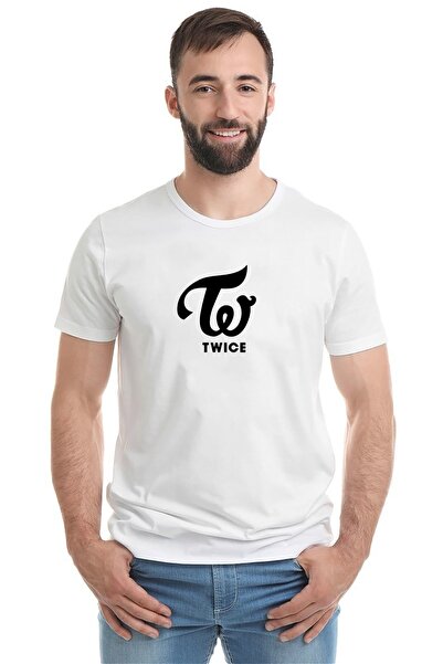 QIVI Twice Logo Twice Logo Universal Štampano Bela muška Pleteno majica T-shi...
