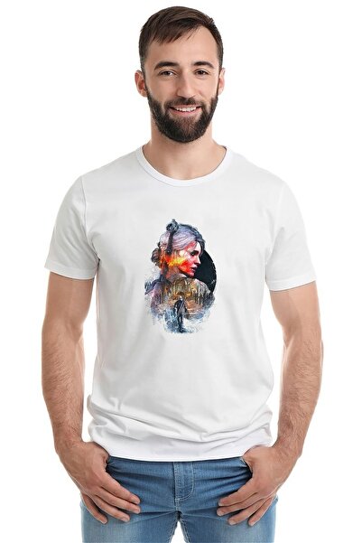 QIVI The Witcher Štampano bela muška Pleteno majica T-shirt T-shirt majica