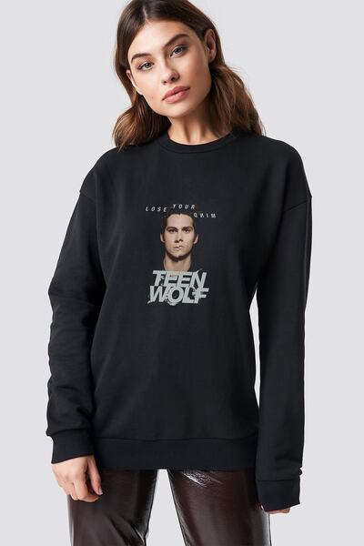 QIVI Teen Wolf Lose Your Mind Štampano Crna ženska Pleteno majica dugih rukava