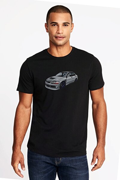 QIVI Mitsubishi Evolution VIII Mr Printed Black Men's Knitted Tshirt T-shirt ...