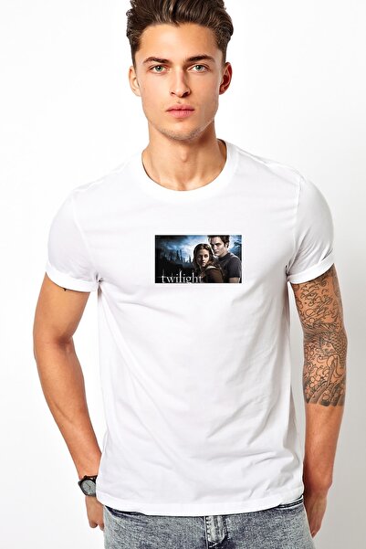 QIVI Filmi Sumraka Štampano Bela muška Pleteno majica T-shirt T-shirt