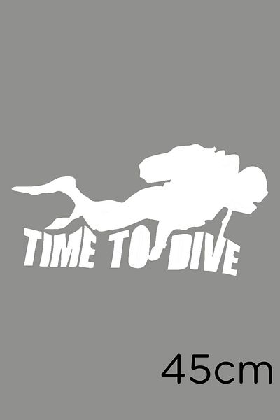 New Jargon Time To Dive And Diver Etichetă Autocolant Lipire 45cm - Alb
