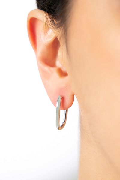 Elika Silver Women's Metallic Rectangular Earrings