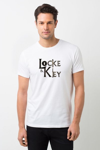 QIVI And Key All Keys Lockekey Tt Printed White Men's Knitted Tshirt