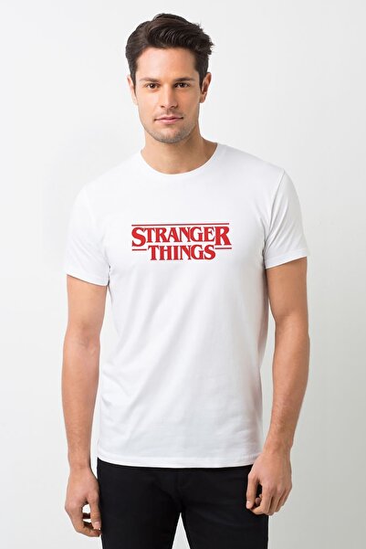 QIVI Stranger Things logo Štampano bela muška Pleteno majica