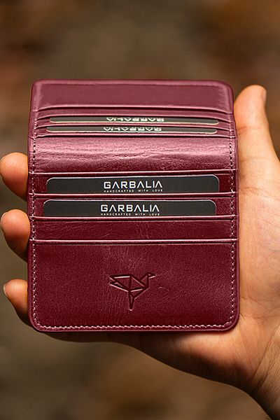 Garbalia Vintage Leather Card Holder & Wallet Claret Red