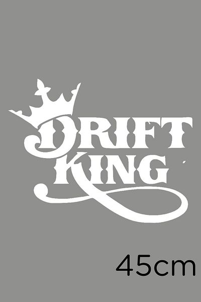 New Jargon Autocolant cu text și coroană Drift King 45cm - Alb