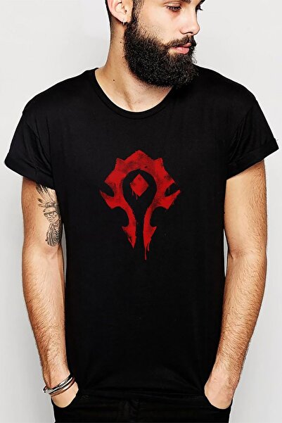 QIVI World Of Warcraft Horde Štampano Crna muška Pleteno majica T-shirt T-shirt