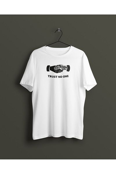 YEACHY Μπλουζάκι Unisex White Trust No One Snake Printed