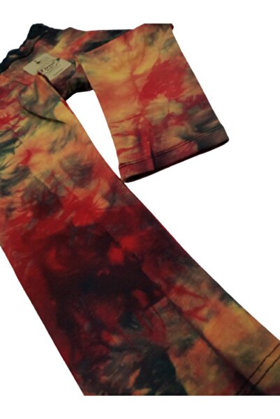 Timi Kids Girl's Red Unprinted Original Batik Seasonal Long Tights