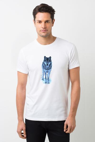 QIVI Vuk Vuk Sibirski Pas Crtež Štampano Beli Muškarci Pleteno Majica T-shirt...