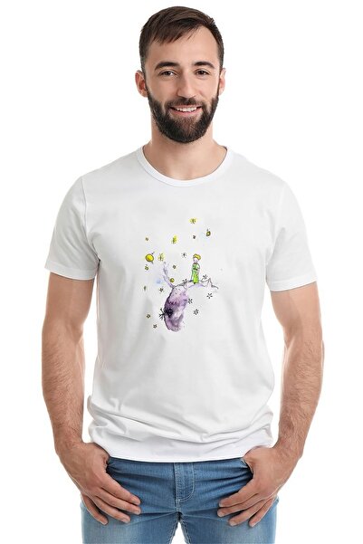 QIVI Micul Prinț Micul Prinț Stars Planet Printed Alb Tricou tricotat pentru ...