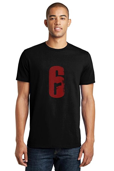 QIVI Rainbow Six 6 Štampano Crna muška Pleteno majica T-shirt T-shirt