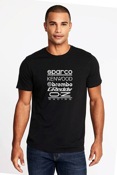 QIVI Sparco Kenwood Brembo Greddy O Z Racing Printed Black Men's Knitted Tshirt T-shirt T-Shirt T Shirt