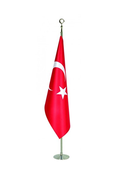 Smartad Makam Bayrağı, Türk Bayrağı, Simsiz Krom Direkli 224cm.