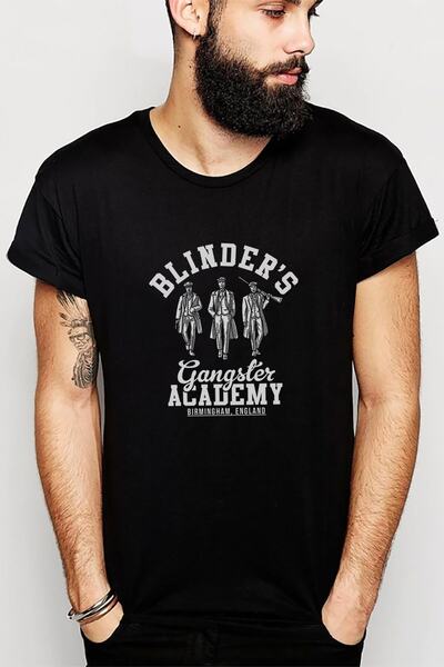 QIVI Peaky Blinders Gangster Academy Štampano Crna muška Pleteno majica