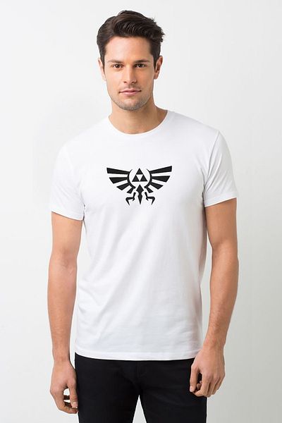 QIVI Triforce Nes εμπριμέ λευκό ανδρικό πλεκτό μπλουζάκι T-shirt T-shirt T-shirt