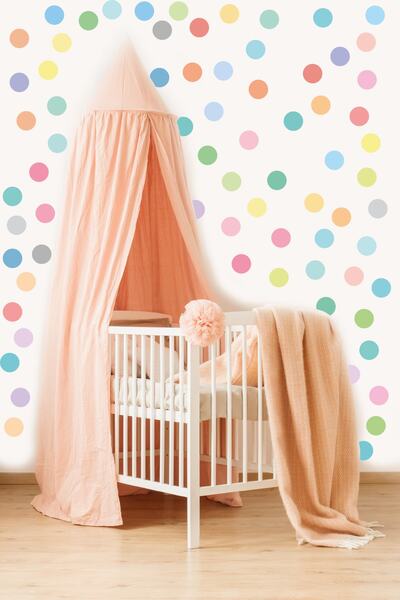 Sim Tasarım Dekor Pastel Puantiyeler Çocuk Odası Duvar Sticker Cs-840