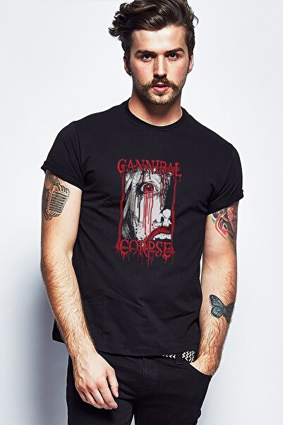 QIVI Cannibal Corpse Rock Metal Music Printed Black Men's Knitted Tshirt