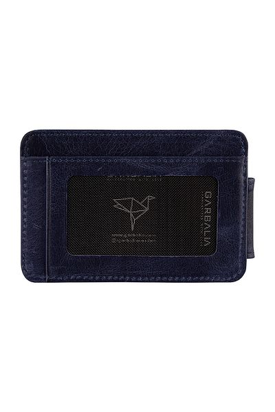 Garbalia Unisex Money Portfolio with Leather Magnet Cover Navy Blue