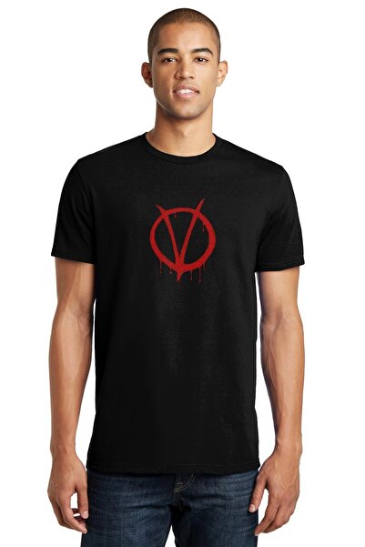 QIVI V For Vendetta Printed Black Tricou Tricou Tricou Tricou Tricou Bărbați