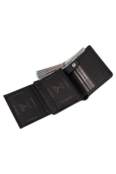 Garbalia Men's Black Genuine Leather Wallet with Internal Closure