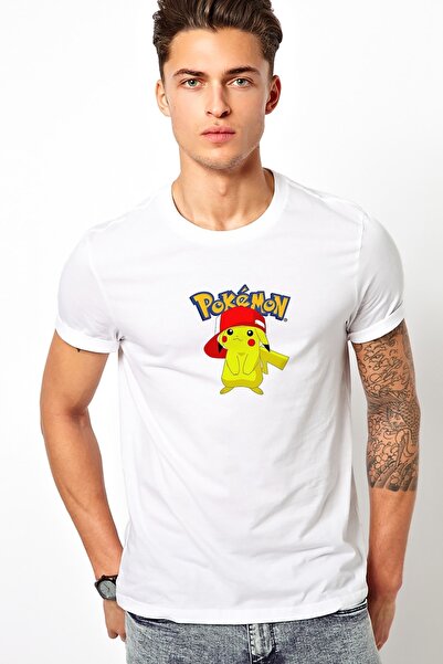 QIVI Покемон Пікачу з принтом Біла чоловіча трикотажна футболка T-shirt T-Shirt