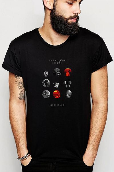 QIVI Twenty One Pilots Blurryface Photo Printed Μαύρο Ανδρικό Πλεκτό Μπλουζάκι T-shirt T-shirt T-shirt
