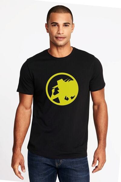 QIVI Чорна чоловіча трикотажна футболка з принтом Carmen Sandiego Logo Blue Side