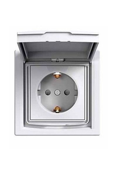 Schneider Electric Asfora White Covered Grounded Socket