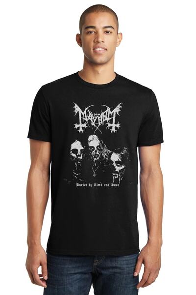 QIVI Mayhem Buried By Time And Bust Printed Black Tricou tricotat pentru bărbați