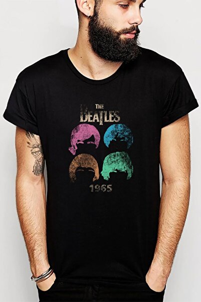 QIVI The Beatles 1965 Colors Rock Metal Štampano Crna muška Pleteno majica