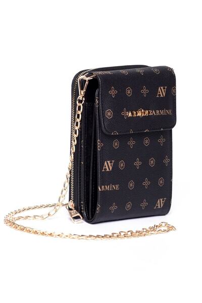 Armine Women's Black Printed Chain Detailed Elve Shoulder Bag